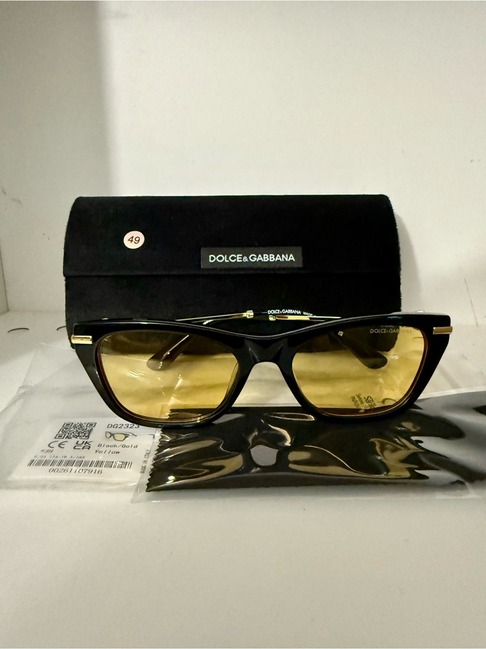 Dolce & Gabbana Black/Gold Sunglasses with Yellow Lenses